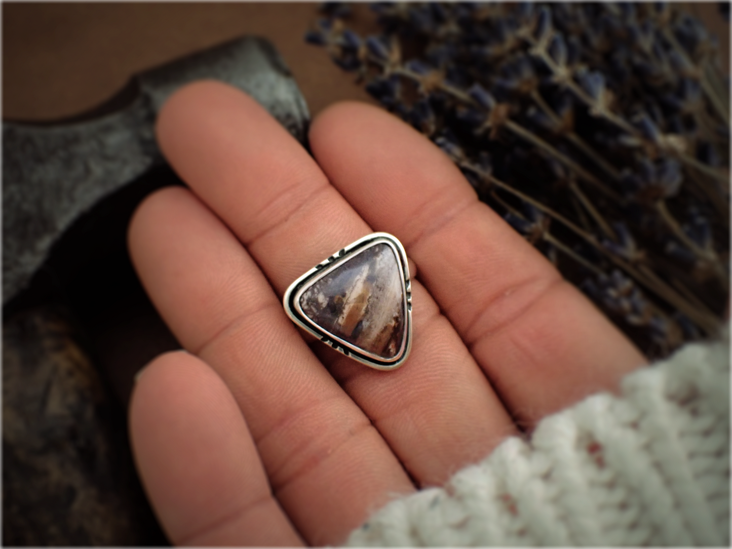 Amaya ・ Rhodonite + Silver Ring ・ Size Q