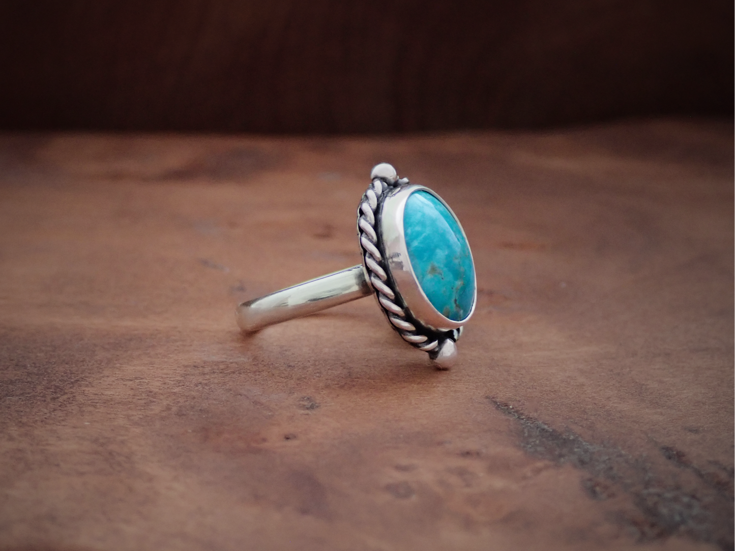 'Blue Yonder'・ Kingman Turquoise + Silver Ring ・ Size N
