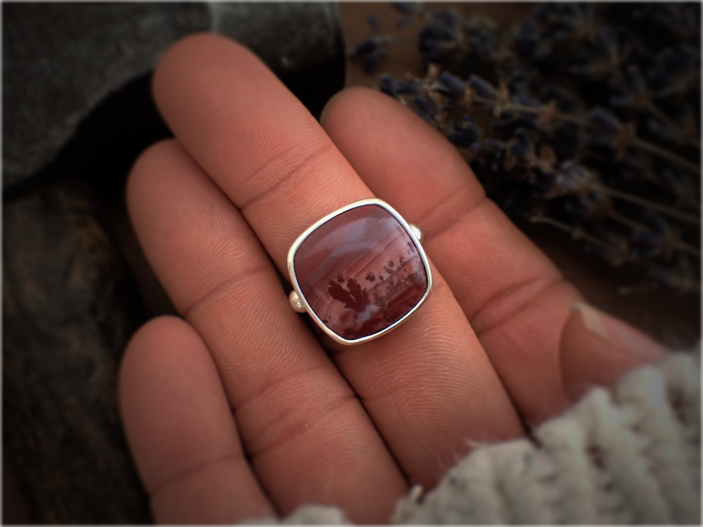 'Desert Dweller' ・Apache Canyon Rhyolite + Silver Ring・ Size P