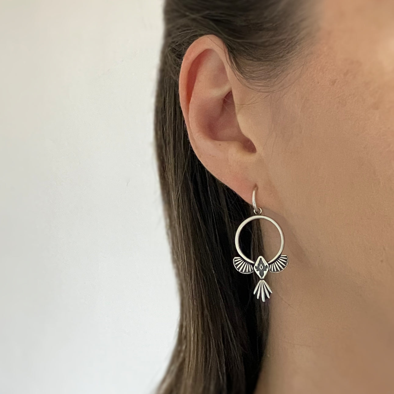 Ride the Wind ・ Silver Charm Hoop Earrings