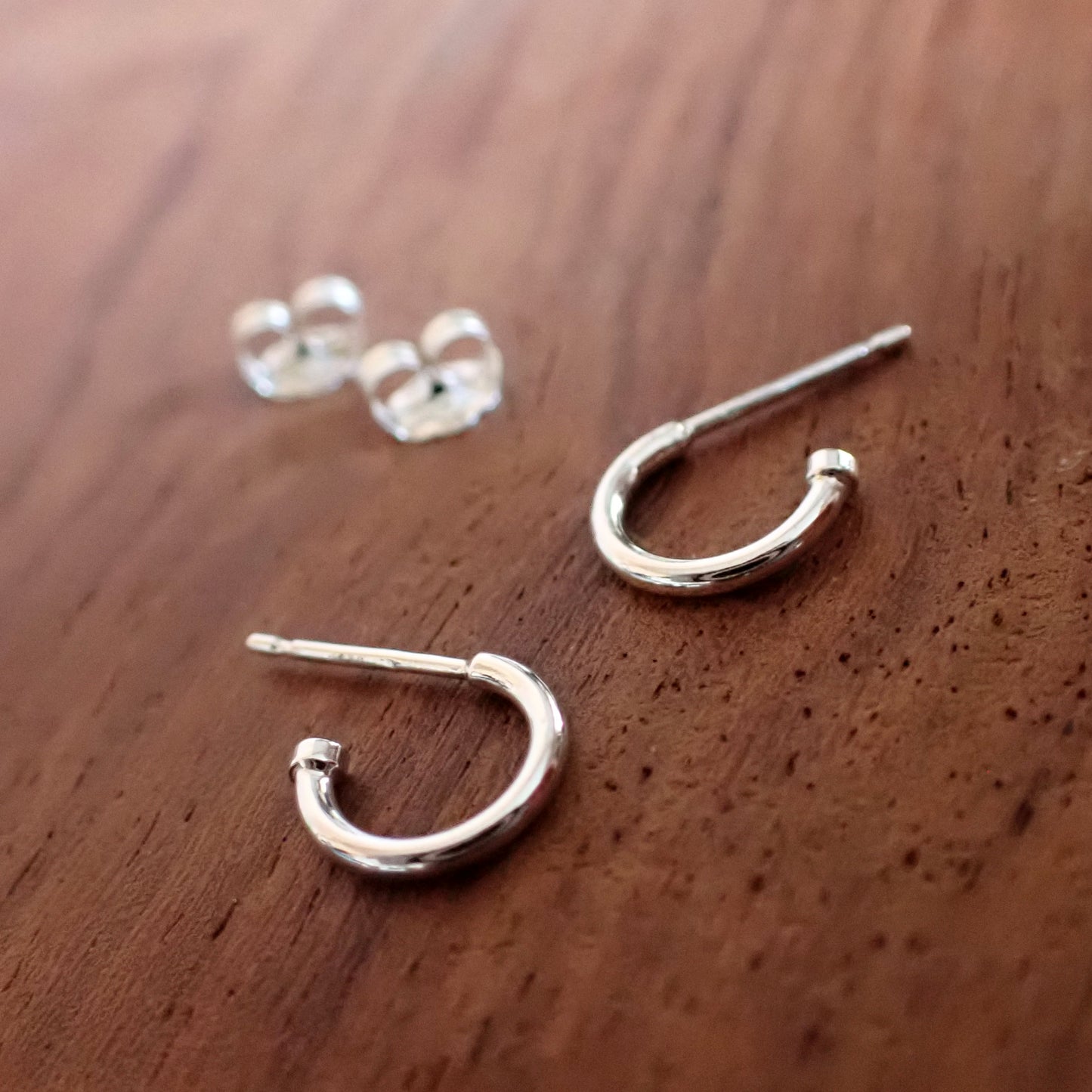 Luna ・ Dainty Silver Charm Hoops