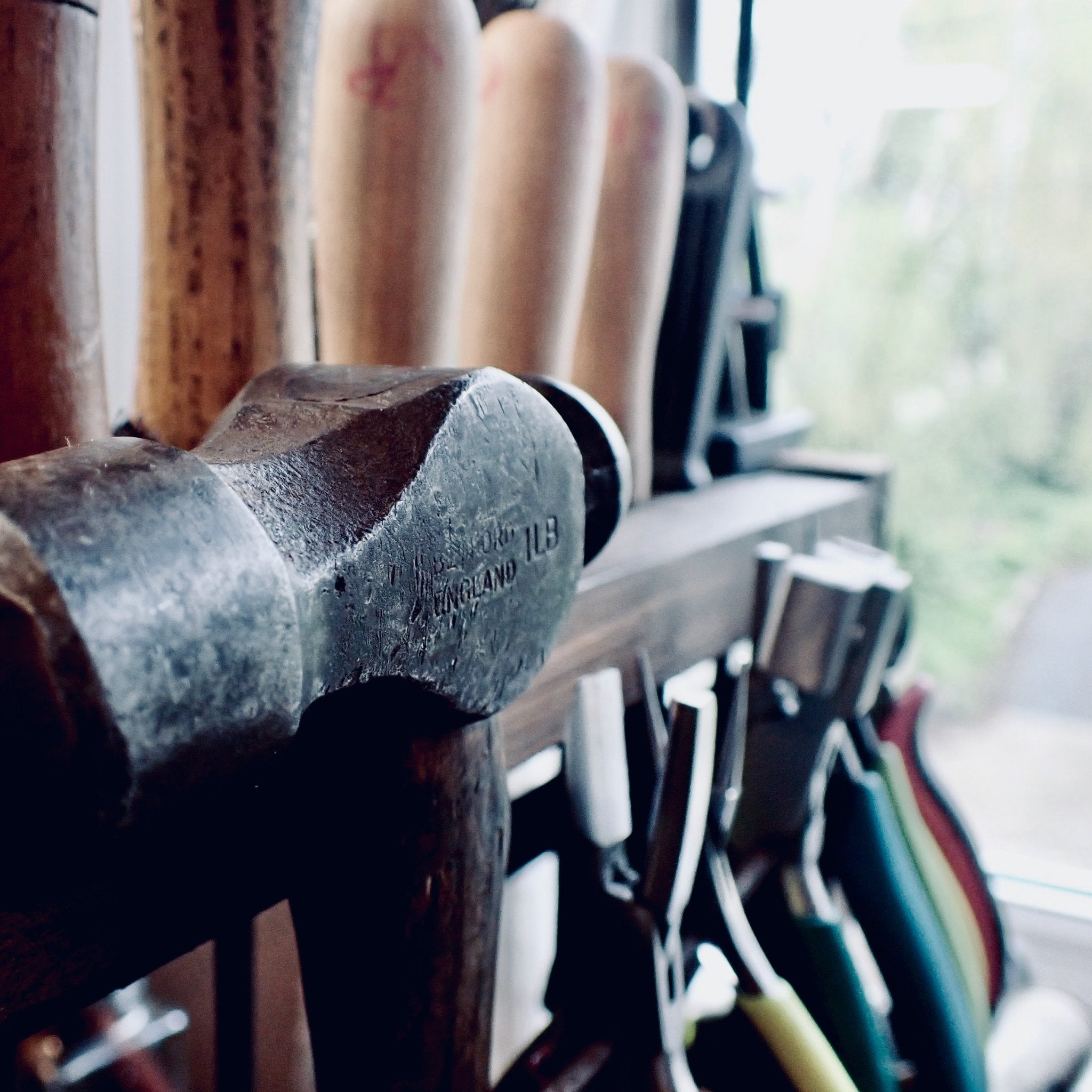 an arty photo of some hammers