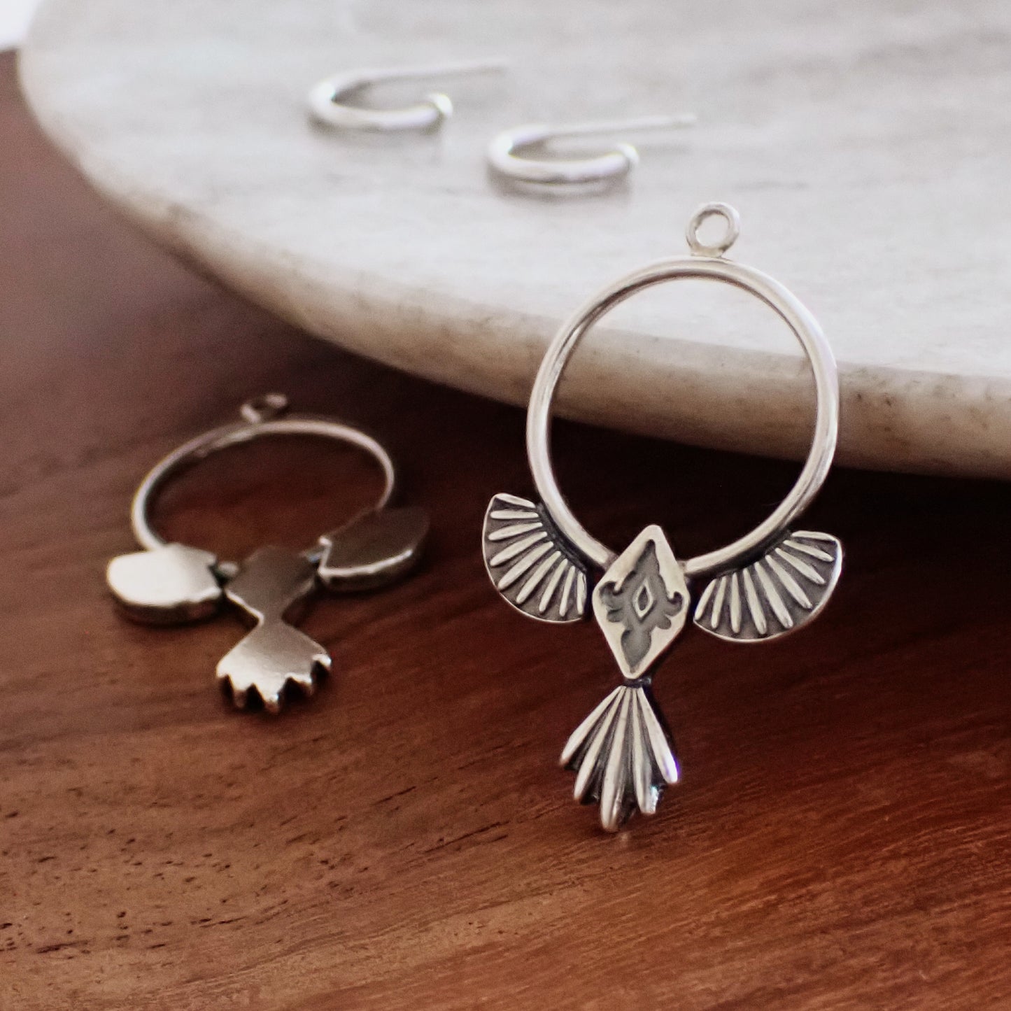 Ride the Wind ・ Silver Charm Hoop Earrings