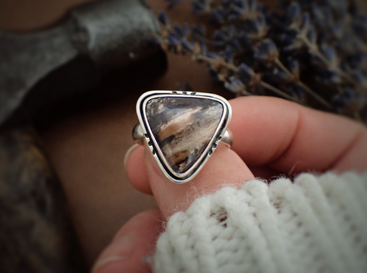 Amaya ・ Rhodonite + Silver Ring ・ Size Q