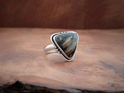 Amaya ・ Rhodonite + Silver Ring ・ Size Q
