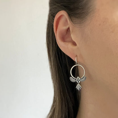 Ride the Wind ・ Silver Charm Hoop Earrings