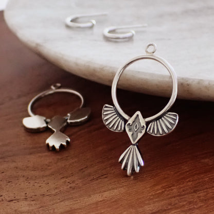 Ride the Wind ・ Silver Charm Hoop Earrings